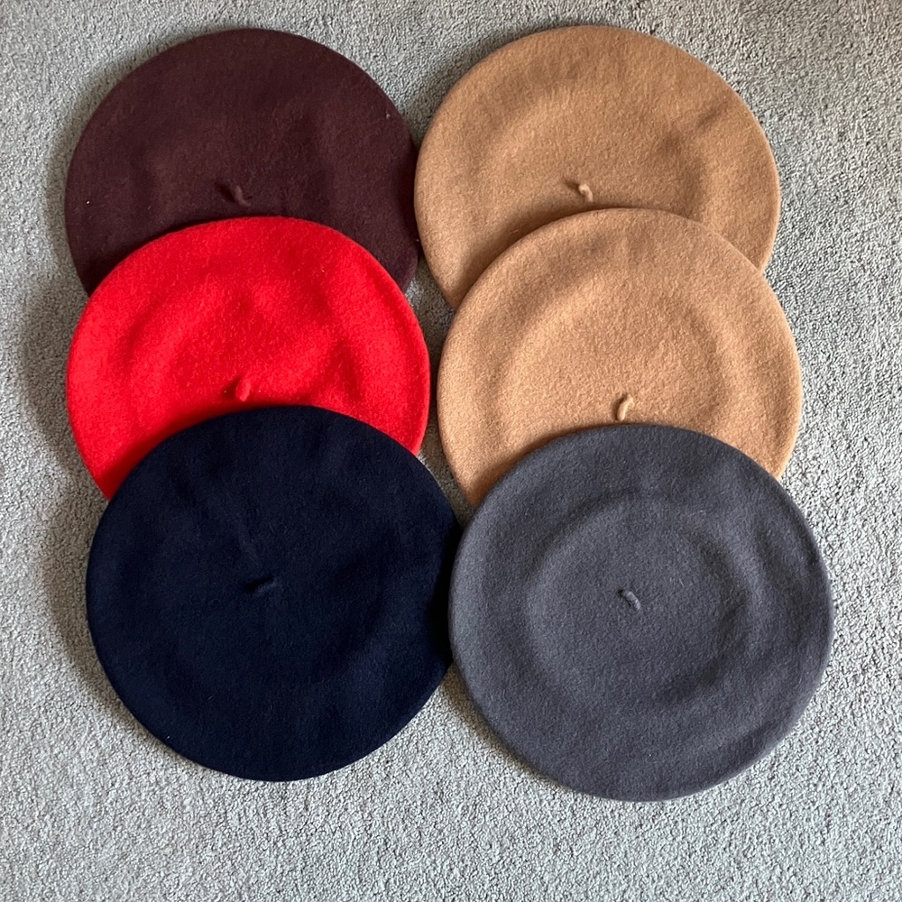 Chic Women's Beret Collection - Red, Black, Brown, Tan, Gray